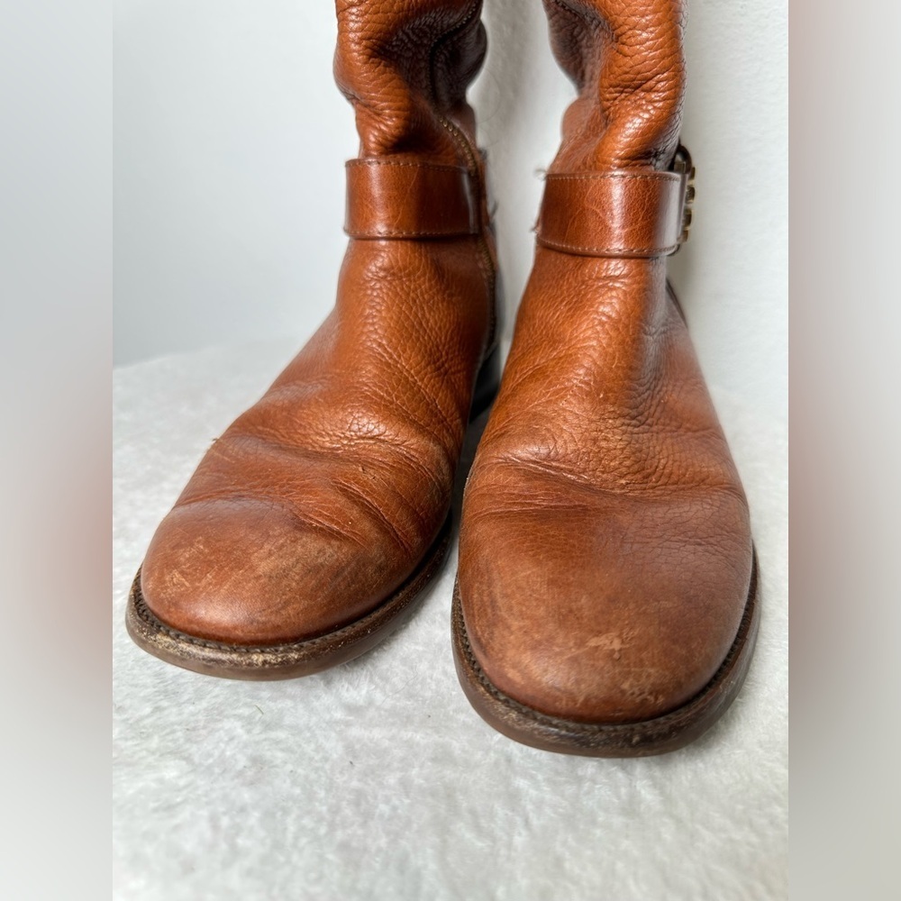 Tory Burch Brown Leather Tall Riding Boots in Size 7.5 - Picture 4 of 17